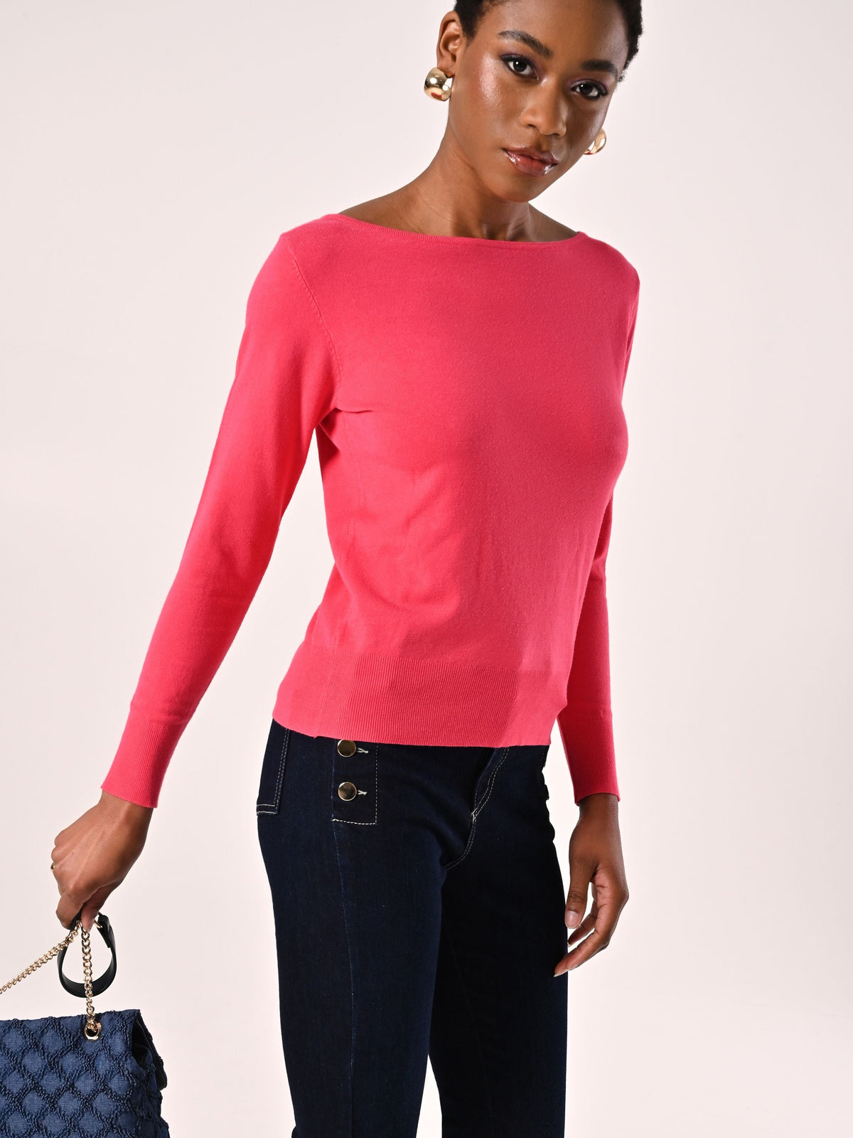 Maglioncino scollo Barchetta Fuxia