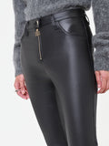 Leggings neri in similpelle con zip frontale