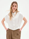 Camicia boxy panna in raso