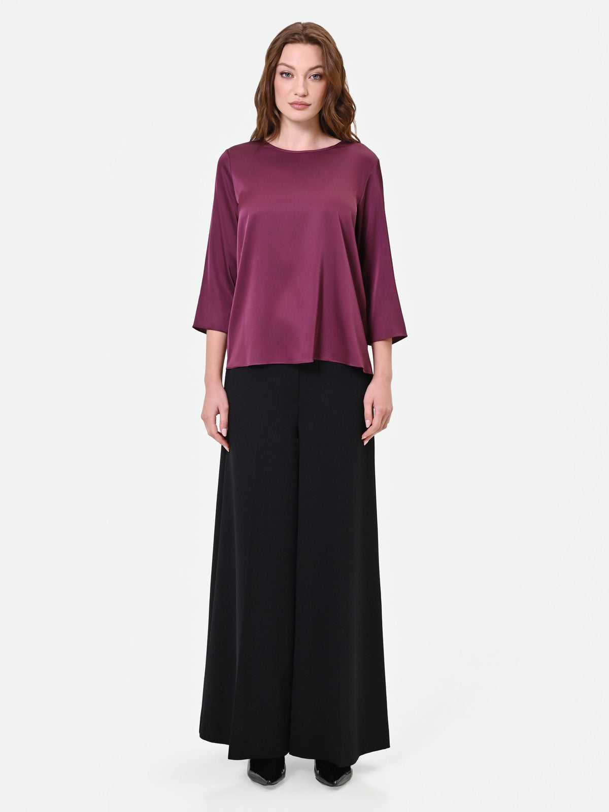 Blusa in raso bordeaux rosso