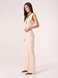 Pantaloni Flared in Tessuto Tecnico Beige Chiaro