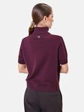 Maglia dolcevita in viscosa bordeaux con motivo a rombi