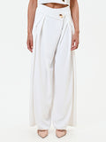 Pantalone palazzo bianco con bottone design