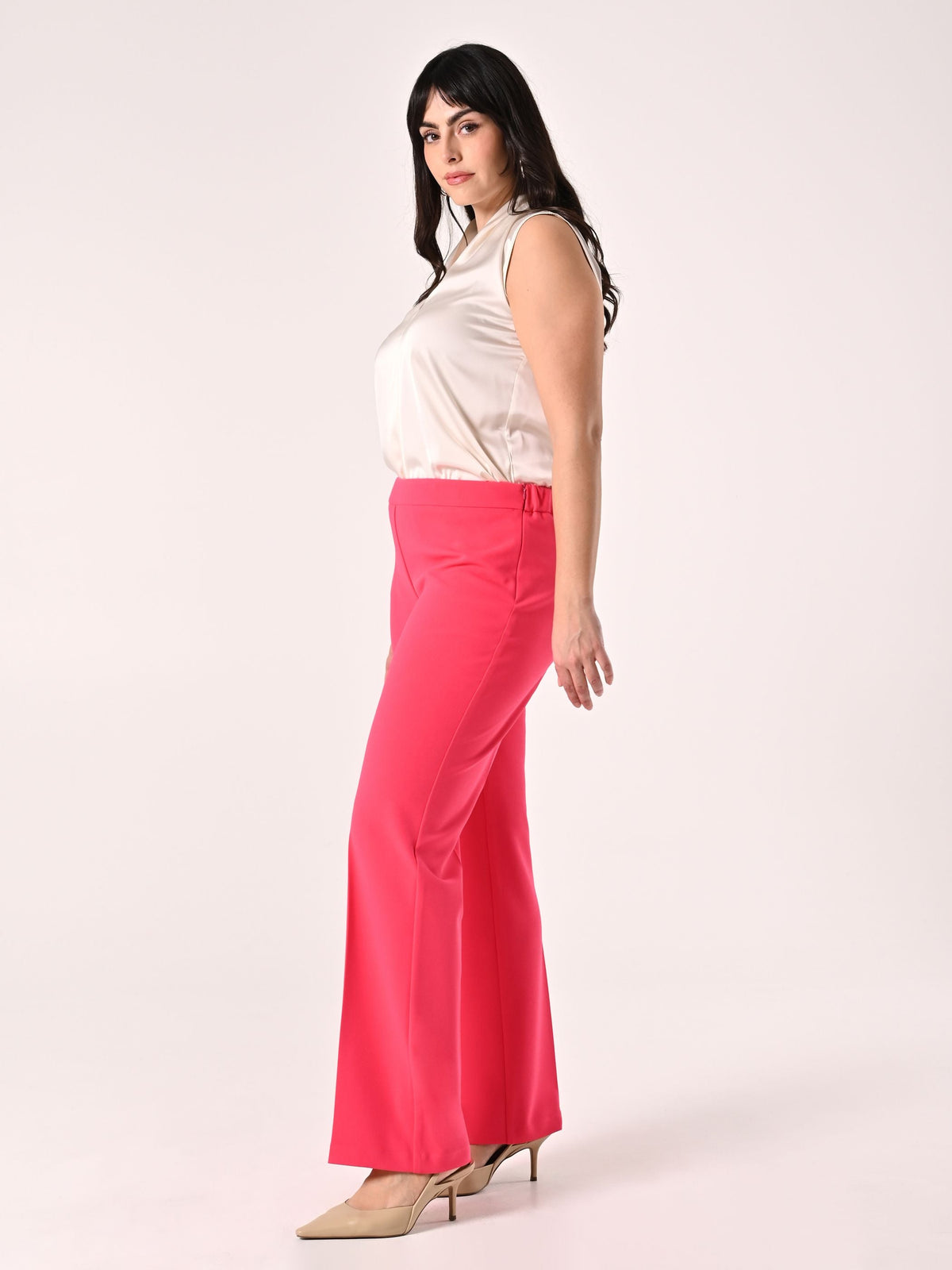Pantaloni Curvy Fuxia in Scuba mano Crepe