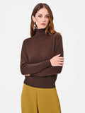 Maglia dolcevita marrone moro con bordi a costine