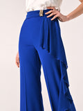 Pantaloni Ampi Blu Cina con decoro Gioiello