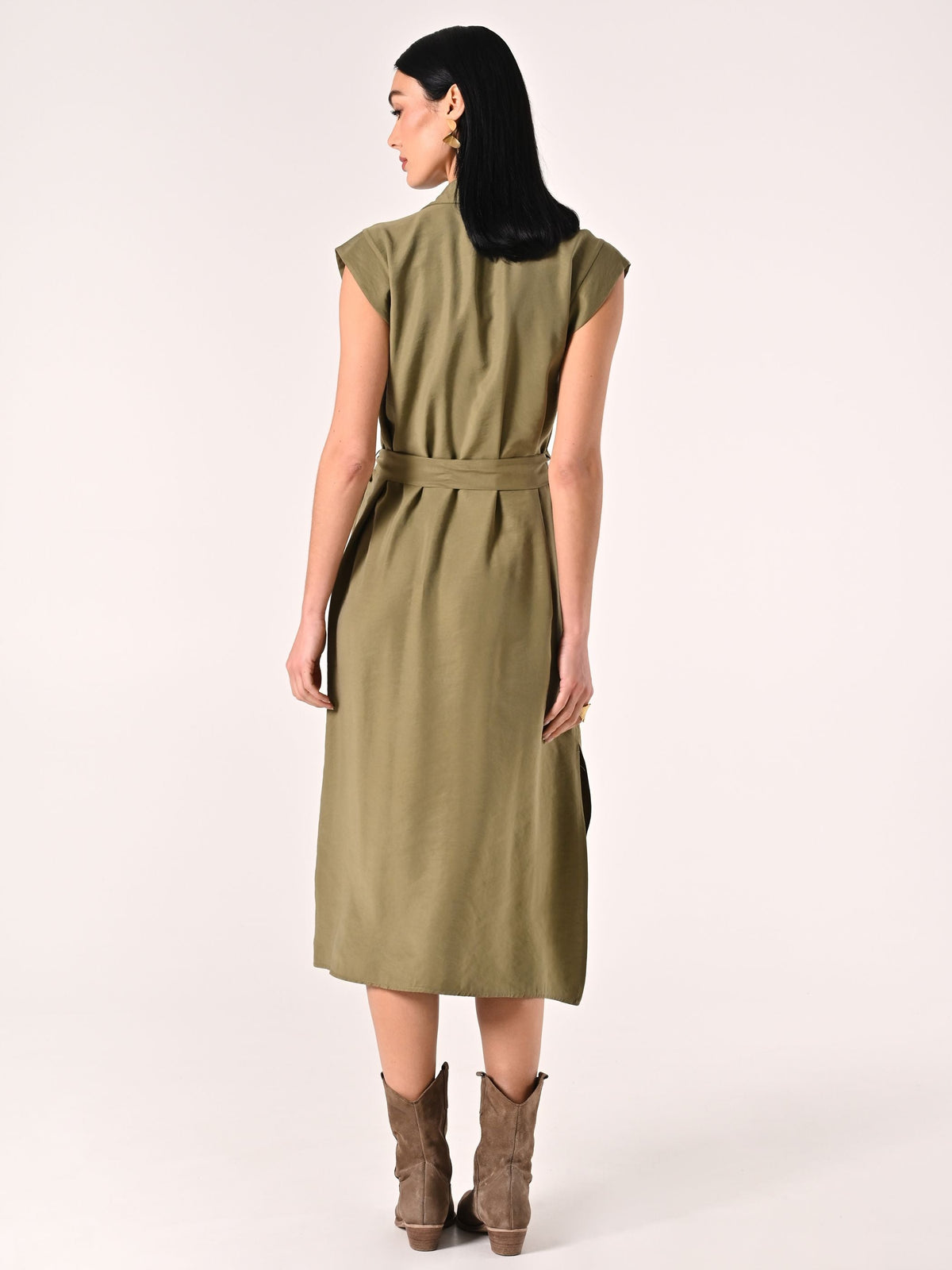 Chemisier Verde Militare in Viscosa