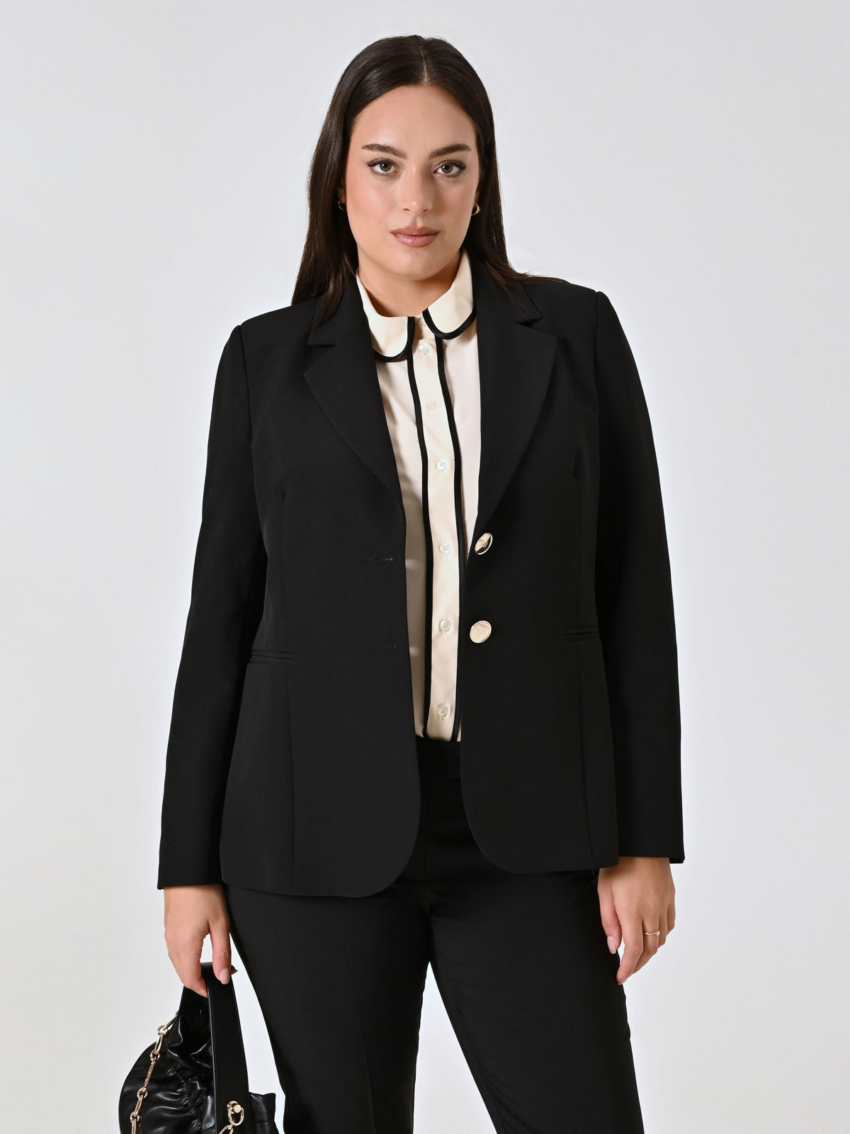 Giacca Curvy Due Bottoni Nera
