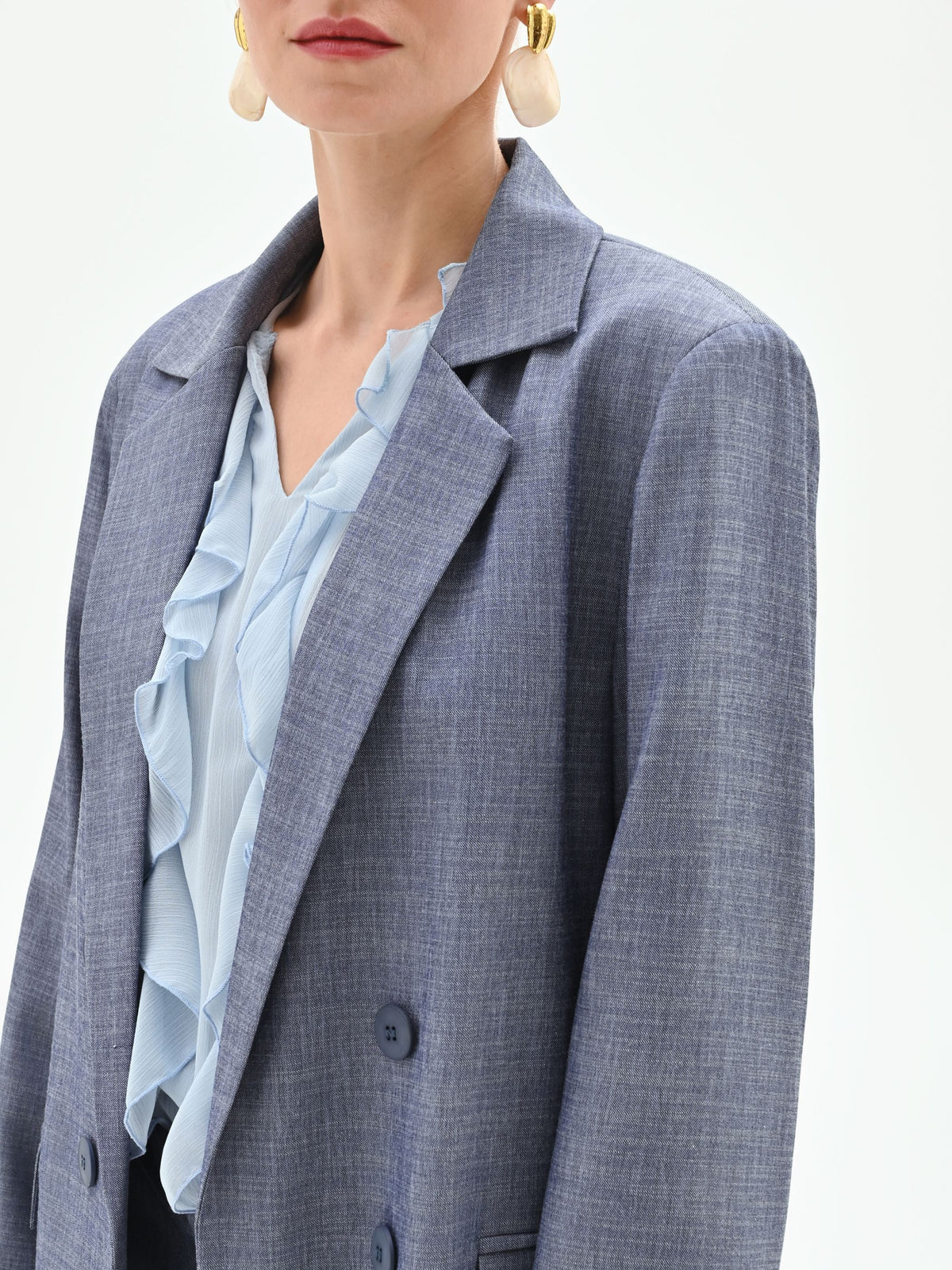 Giacca doppiopetto in chambray