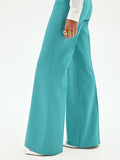 Pantalone palazzo turchese a vita alta