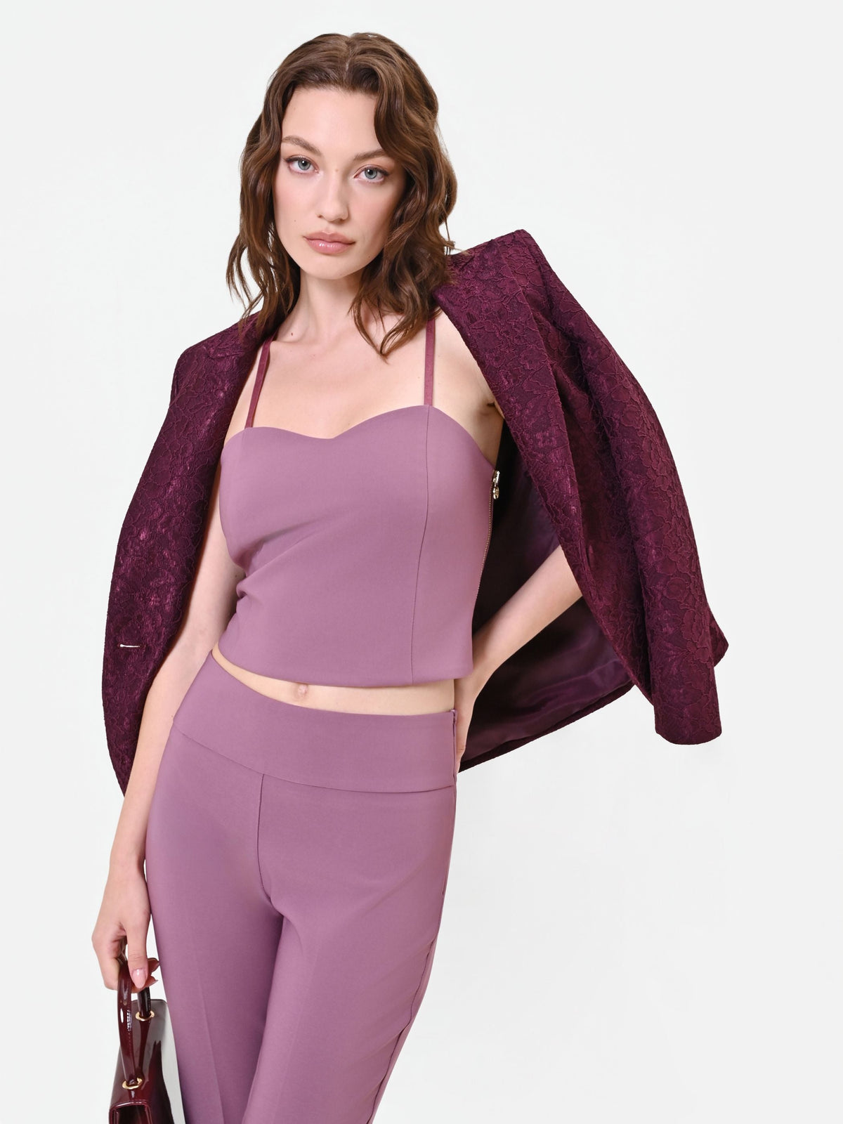 Top crop rosa antico stile bustier