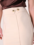 Gonna con Fibbia in Tessuto Tecnico Beige