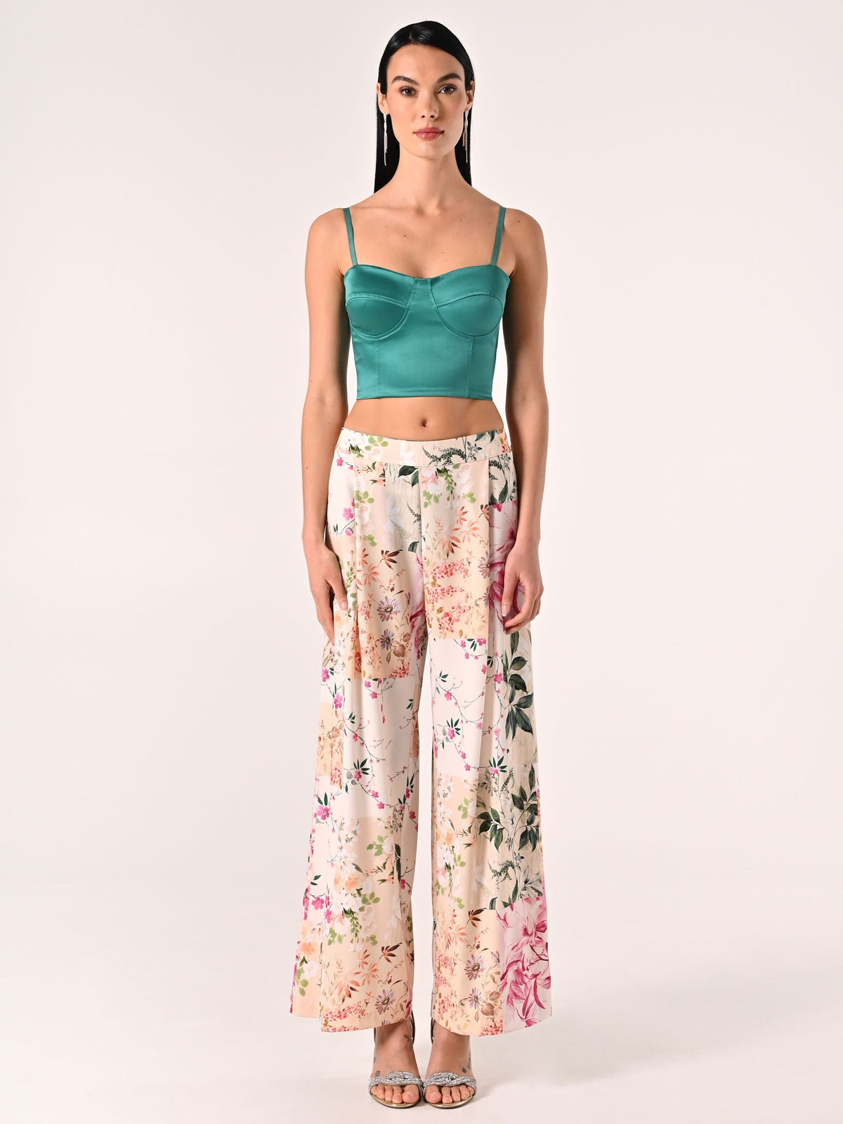 Top Bustier in Raso strutturato Verde Reale