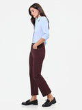Pantalone cropped bordeaux rosso in twill di cotone