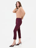 Pantalone bordeaux cropped con bottoni al fondo