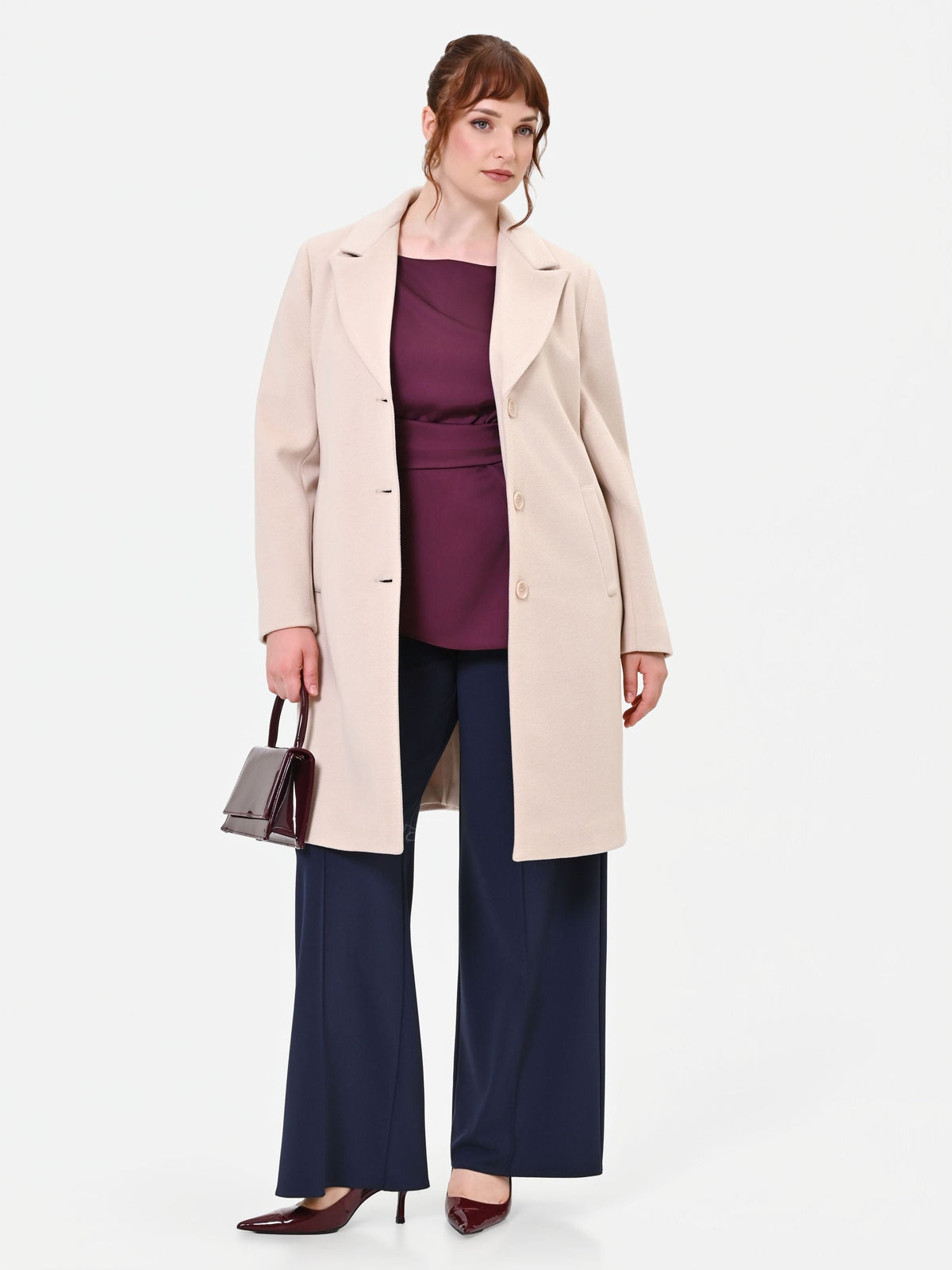 Cappotto Curvy  monopetto tortora beige