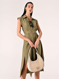 Chemisier Verde Militare in Viscosa