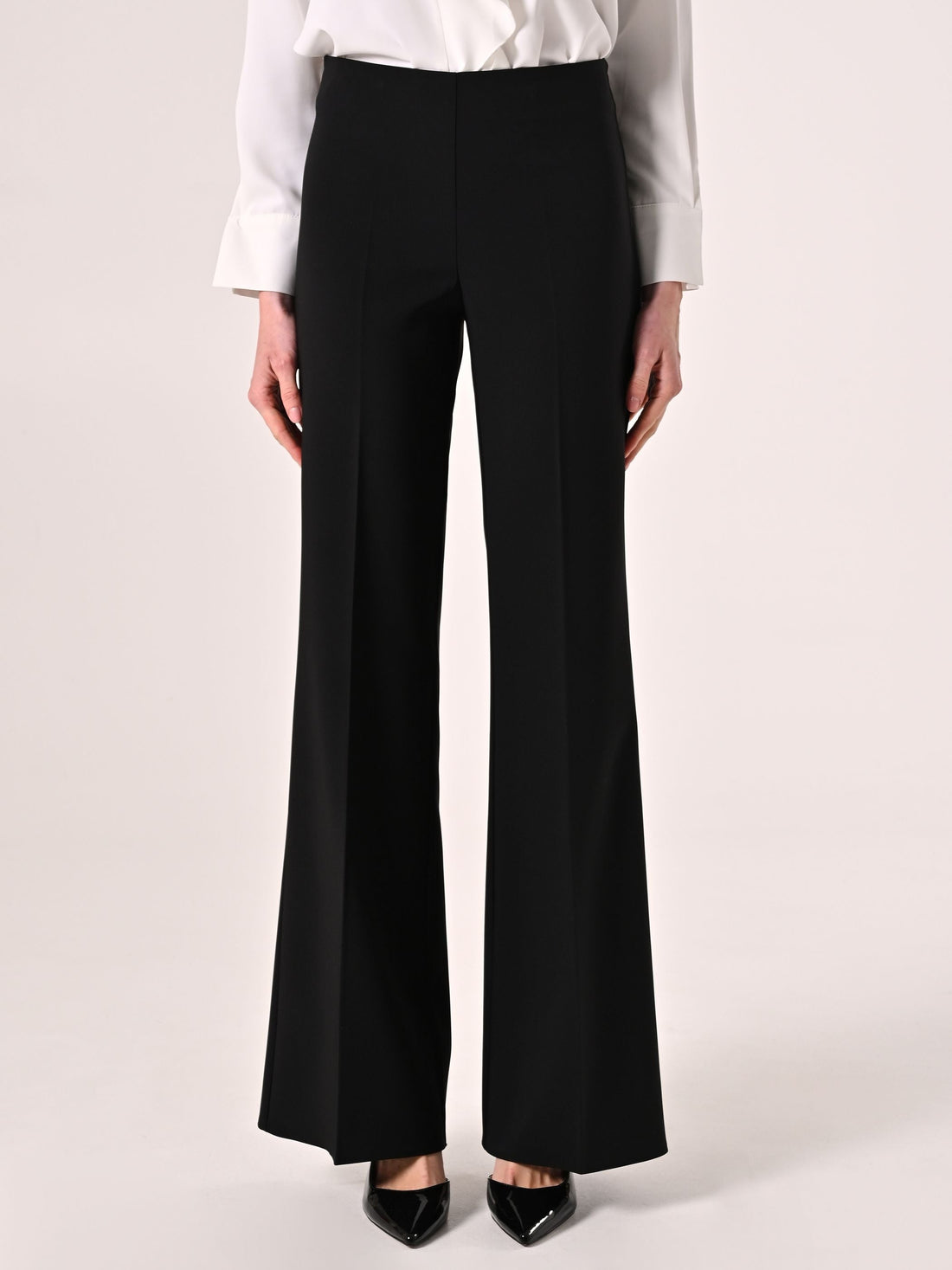 Pantaloni Palazzo in Tessuto Tecnico Nero