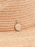 Cappello beige a tesa larga con lavorazione traforata