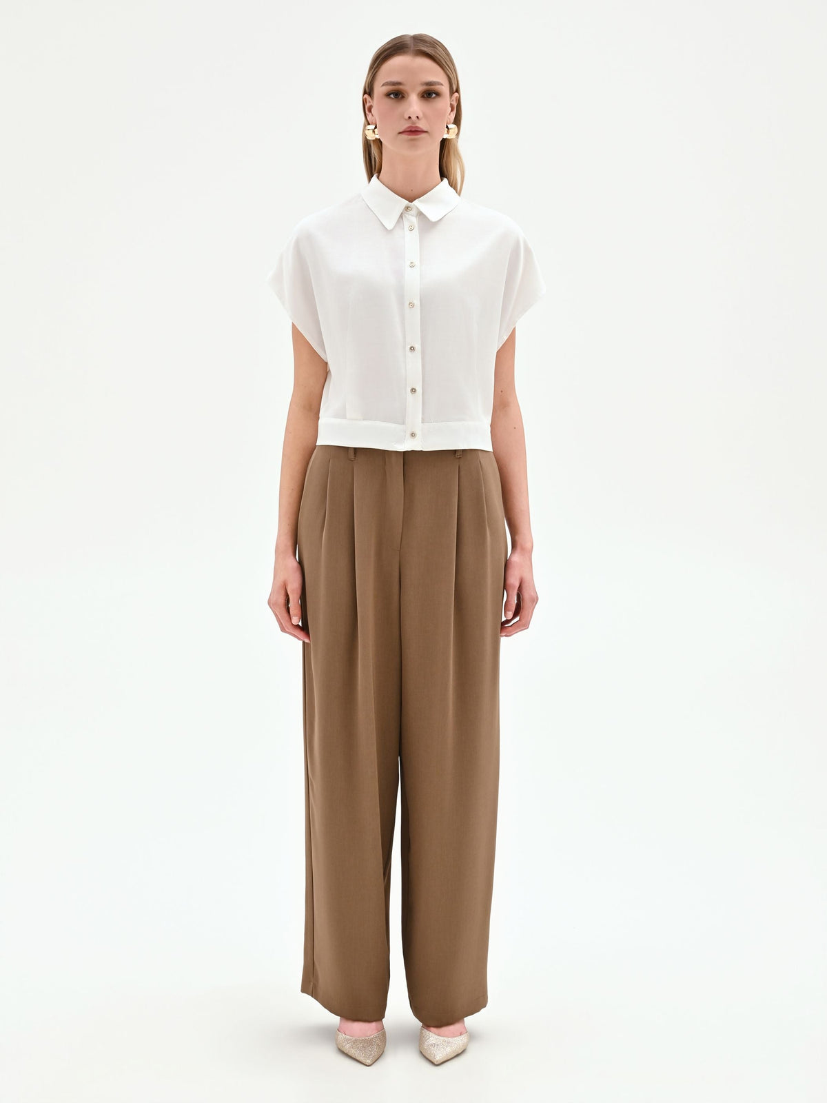Camicia boxy panna in raso