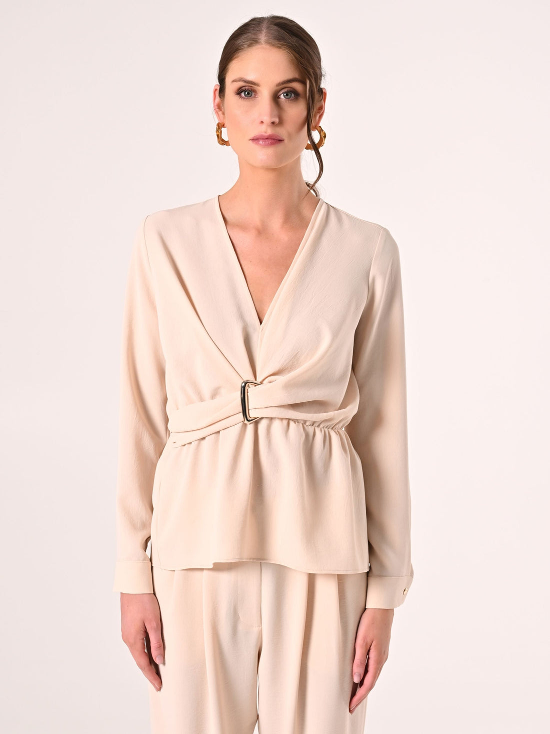 Blusa Beige effetto Goffrato