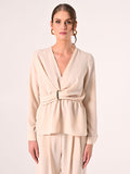 Blusa Beige effetto Goffrato