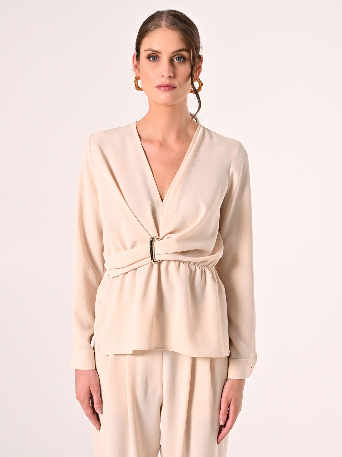 Blusa Beige effetto Goffrato