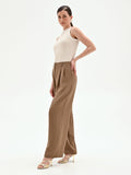 Pantalone a palazzo fango marrone in cadi