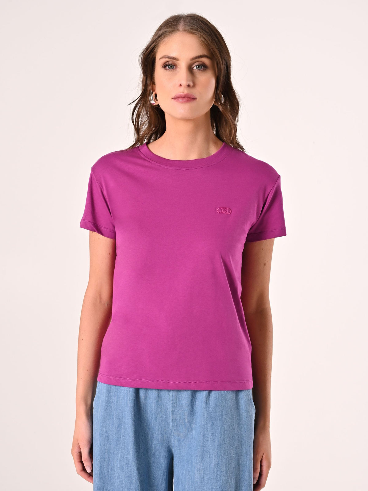T-Shirt in Cotone Viola Iris