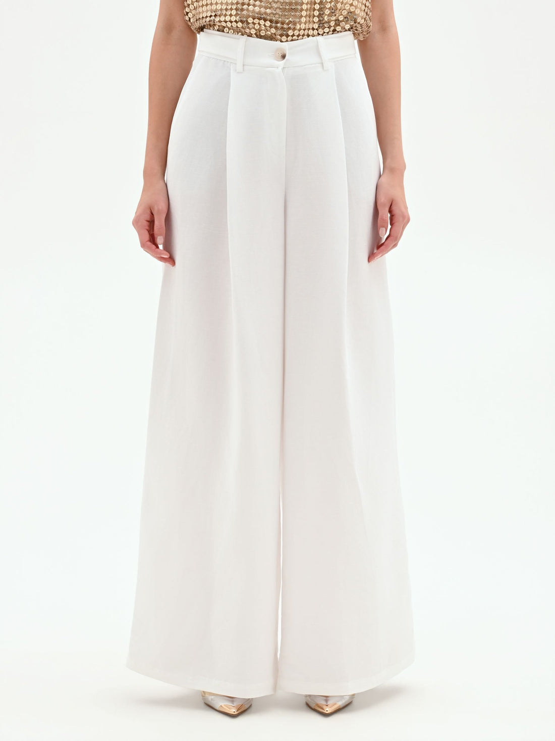 Pantalone a palazzo bianco in viscosa