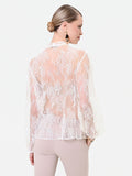 Camicia in pizzo panna bianco con fiocco al collo