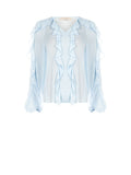 Blusa azzurro cielo con rouches