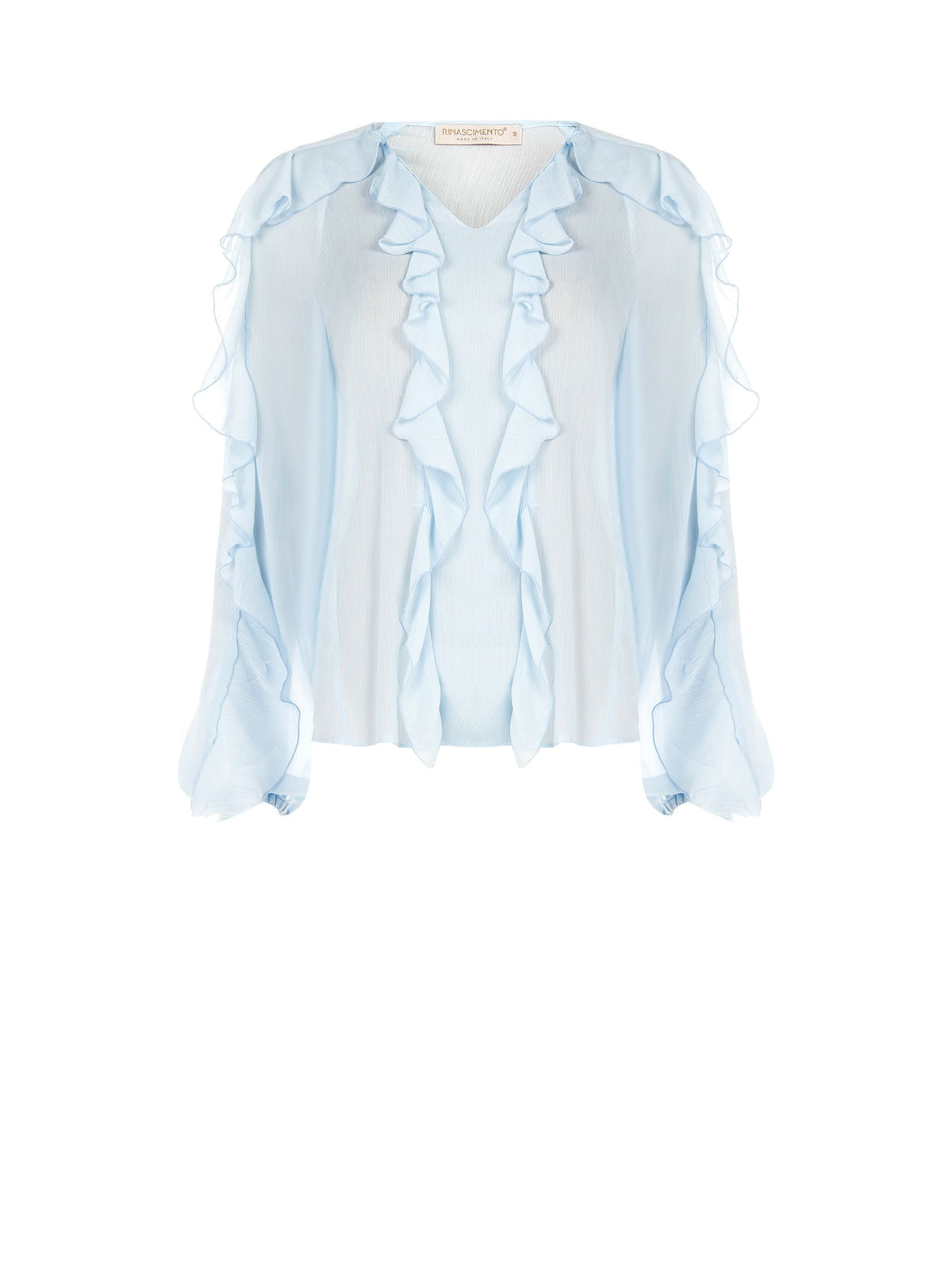 Blusa azzurro cielo con rouches