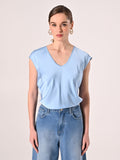 Blusa in Raso Celeste