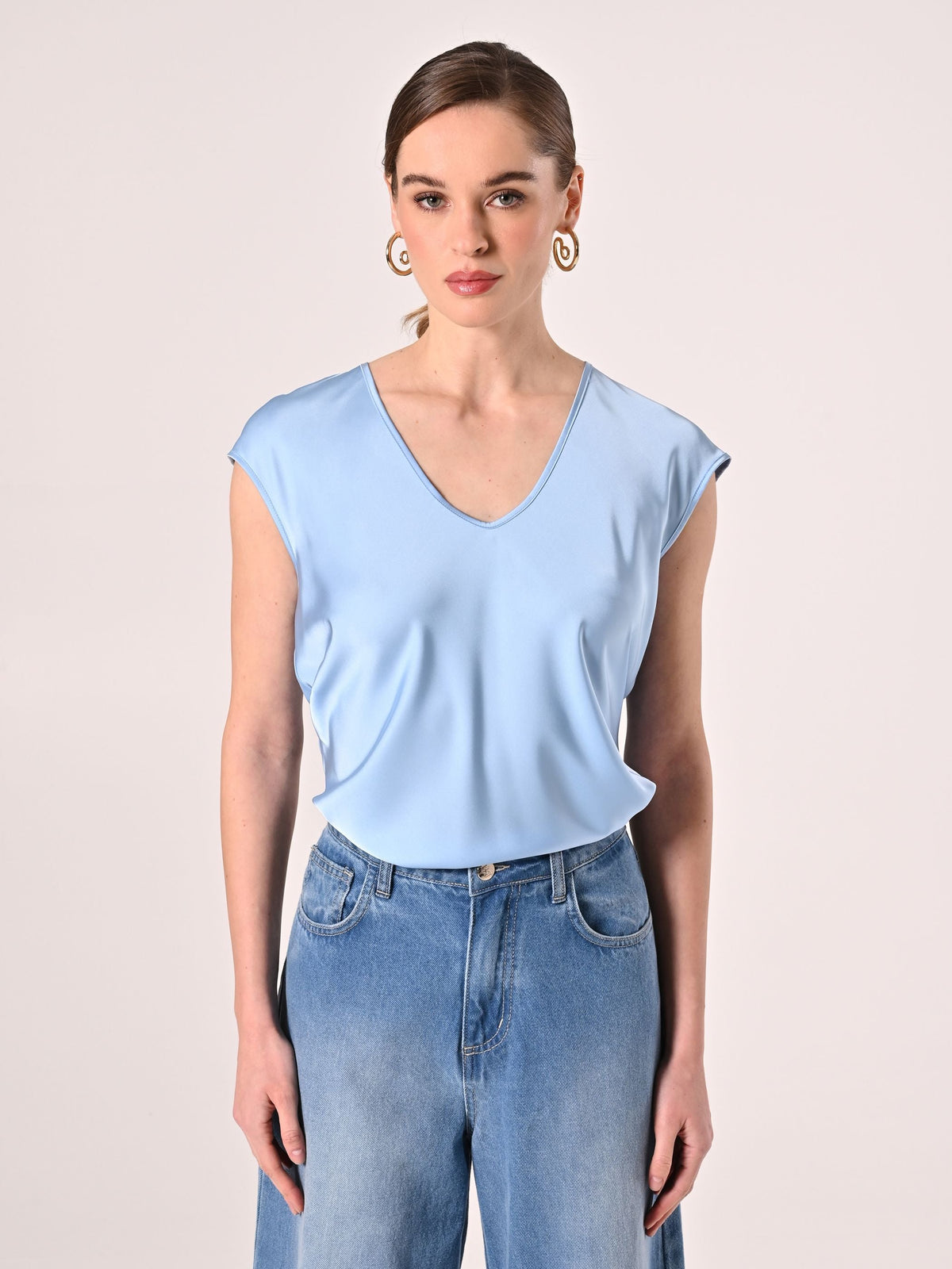 Blusa in Raso Celeste