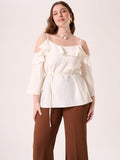 Blusa Bianca Curvy con Cintura Sottile
