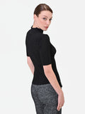Maglia nera a costine con bottoni decorativi in misto viscosa