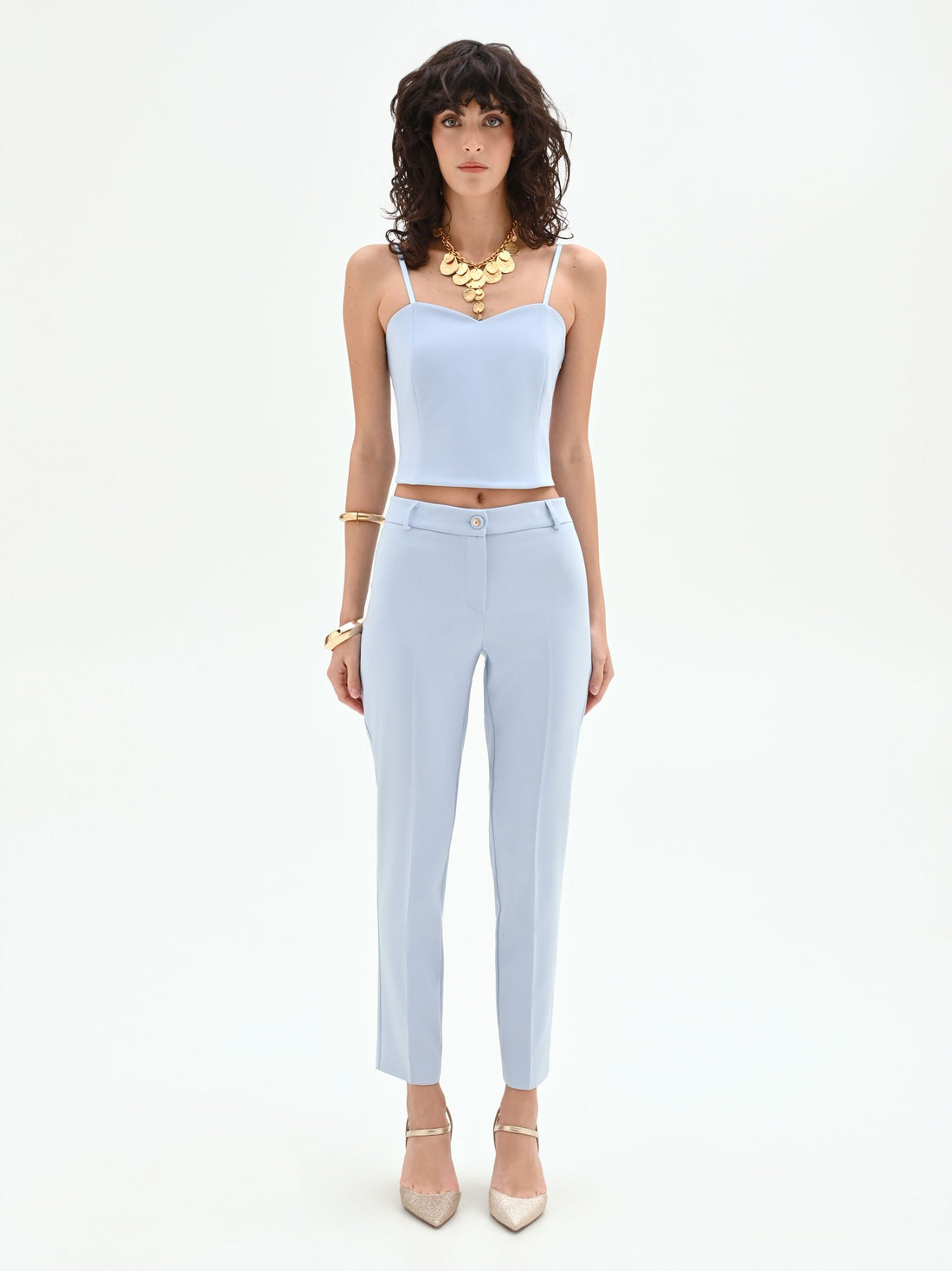 Top bustier azzurro cielo in tessuto tecnico