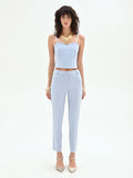 Top bustier azzurro cielo in tessuto tecnico