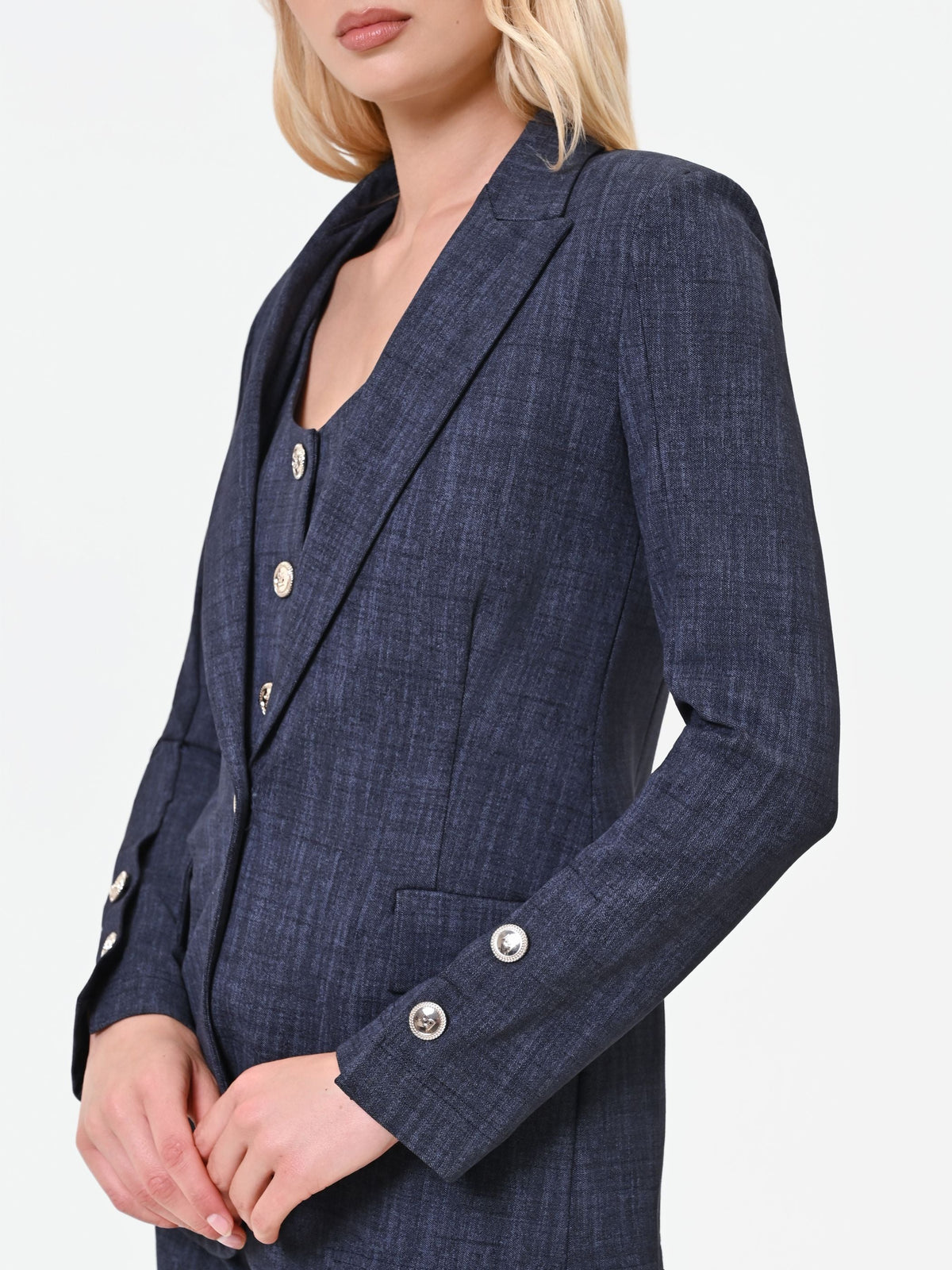 Giacca blazer blu navy in punto milano