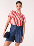T-Shirt Mariniére a Righe Bianche e Rosse