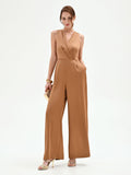 Tuta intera marrone bronzo con pantalone a palazzo