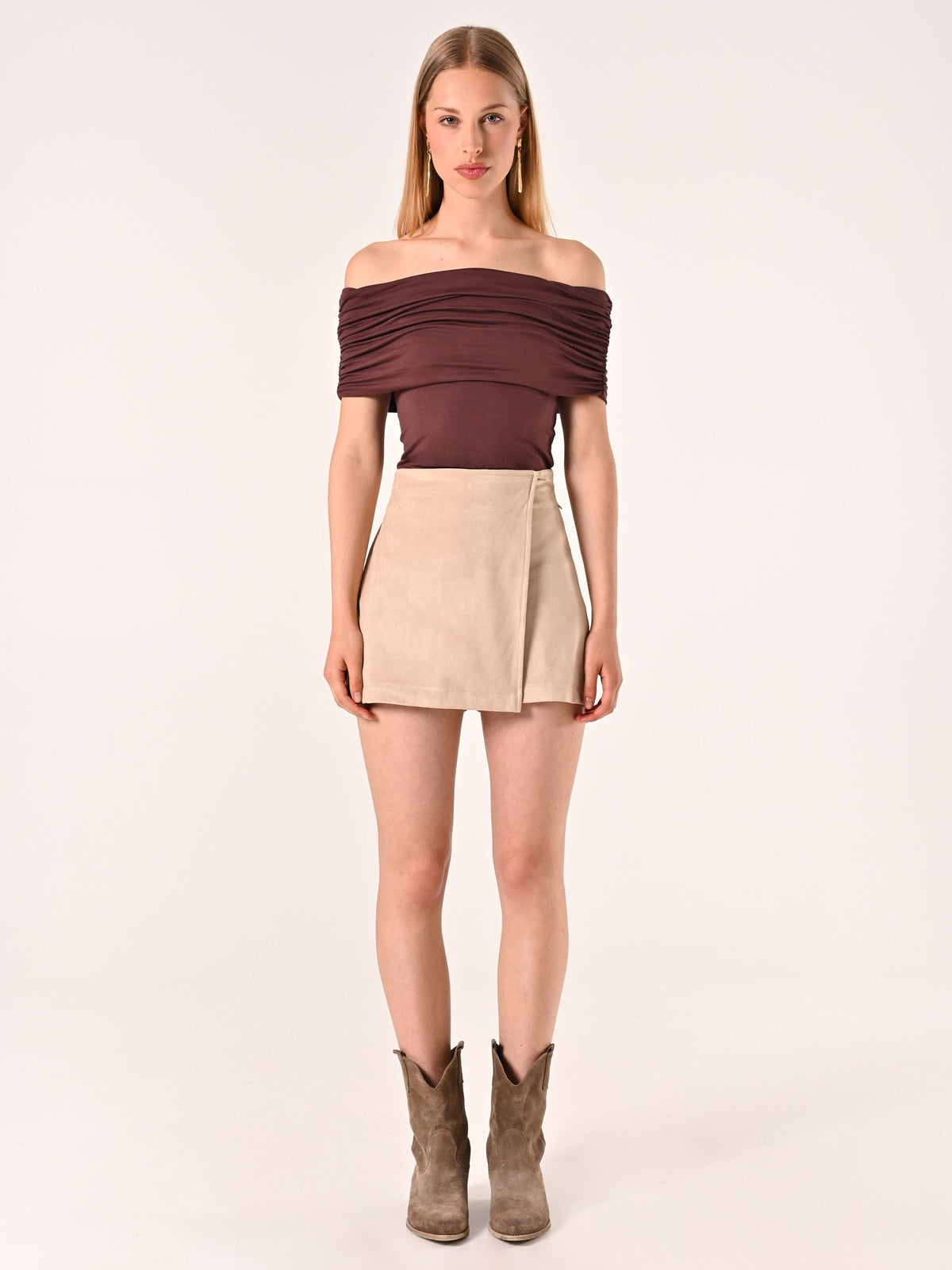 Top off-the-Shoulders Marrone