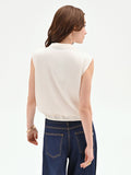 Top panna bianco in tweed stile gilet