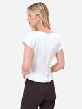 Blusa panna in raso con cintura annodata