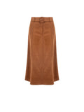Gonna midi cammello beige effetto camoscio