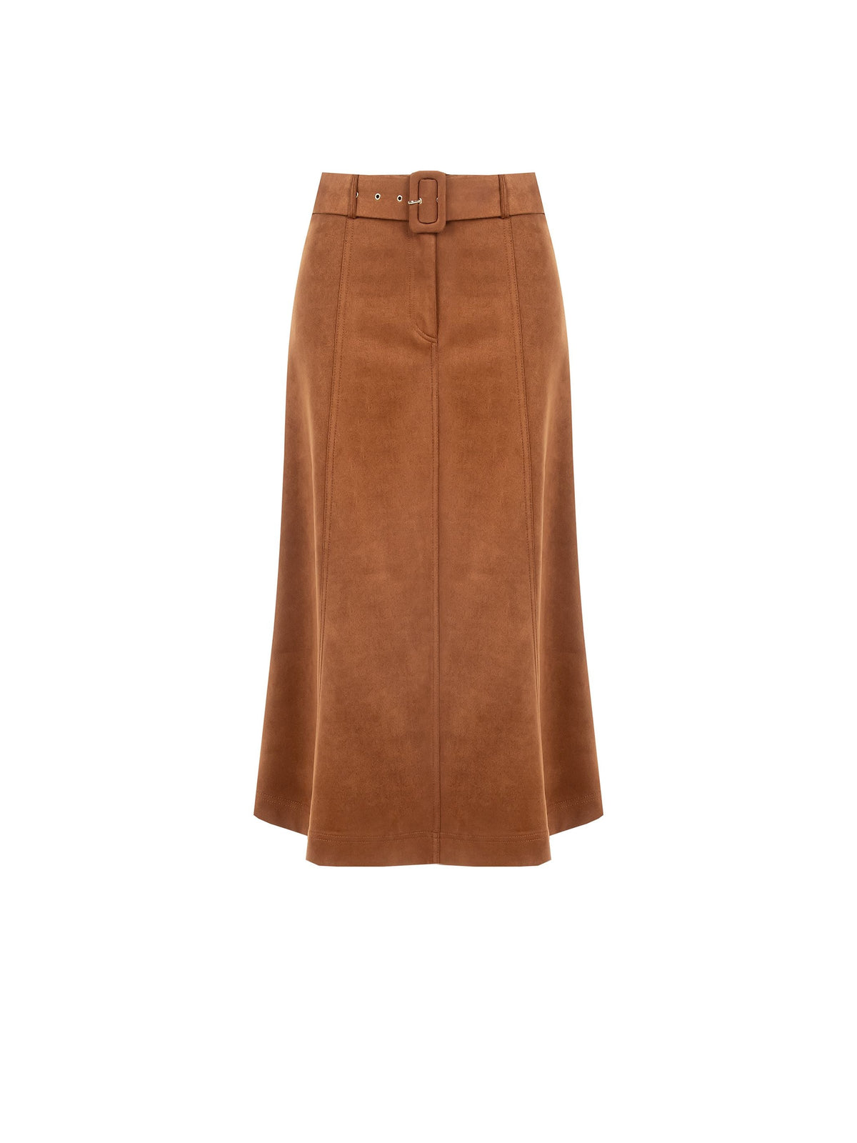 Gonna midi cammello beige effetto camoscio