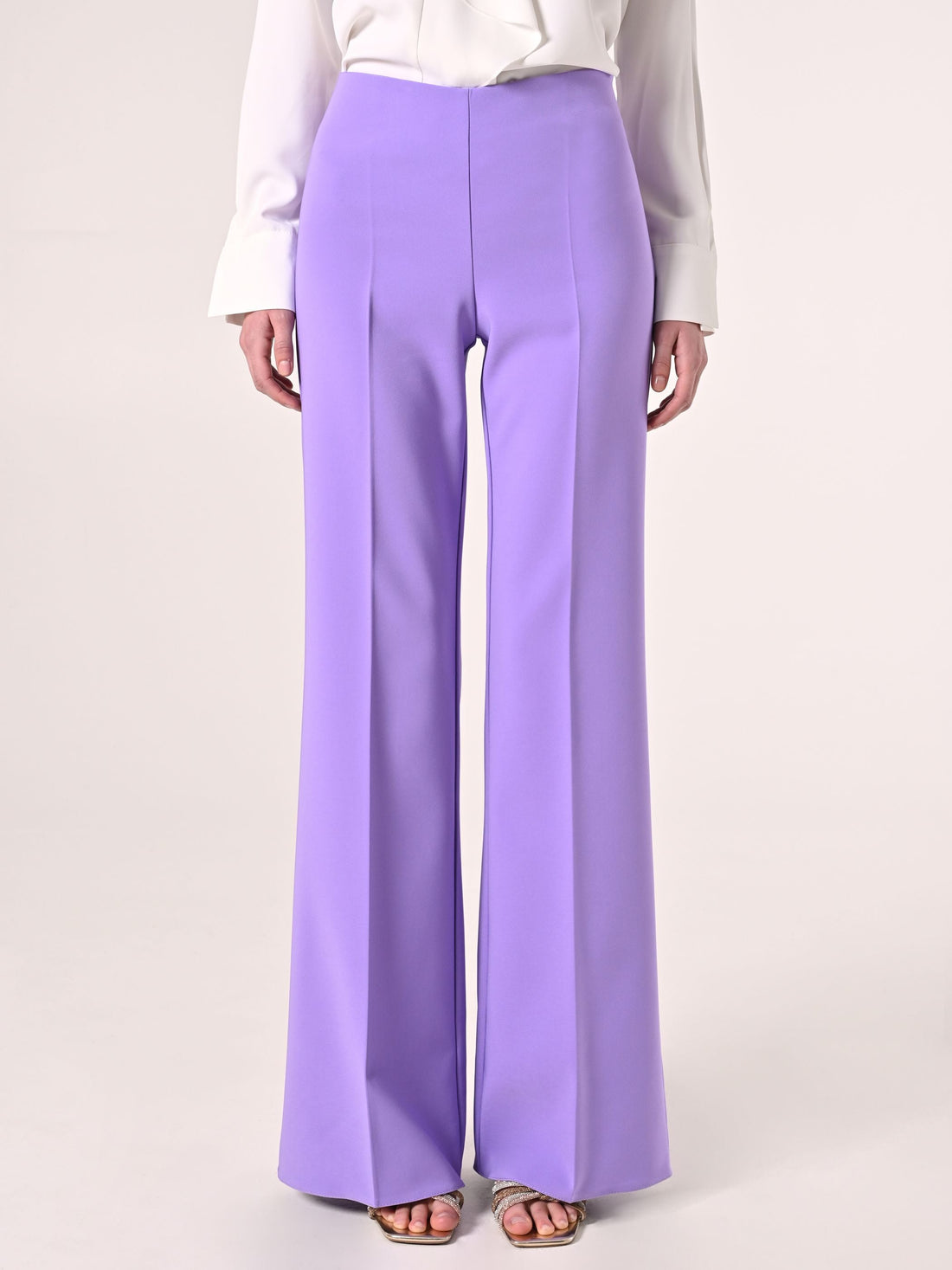 Pantaloni Palazzo Viola in Tessuto Tecnico