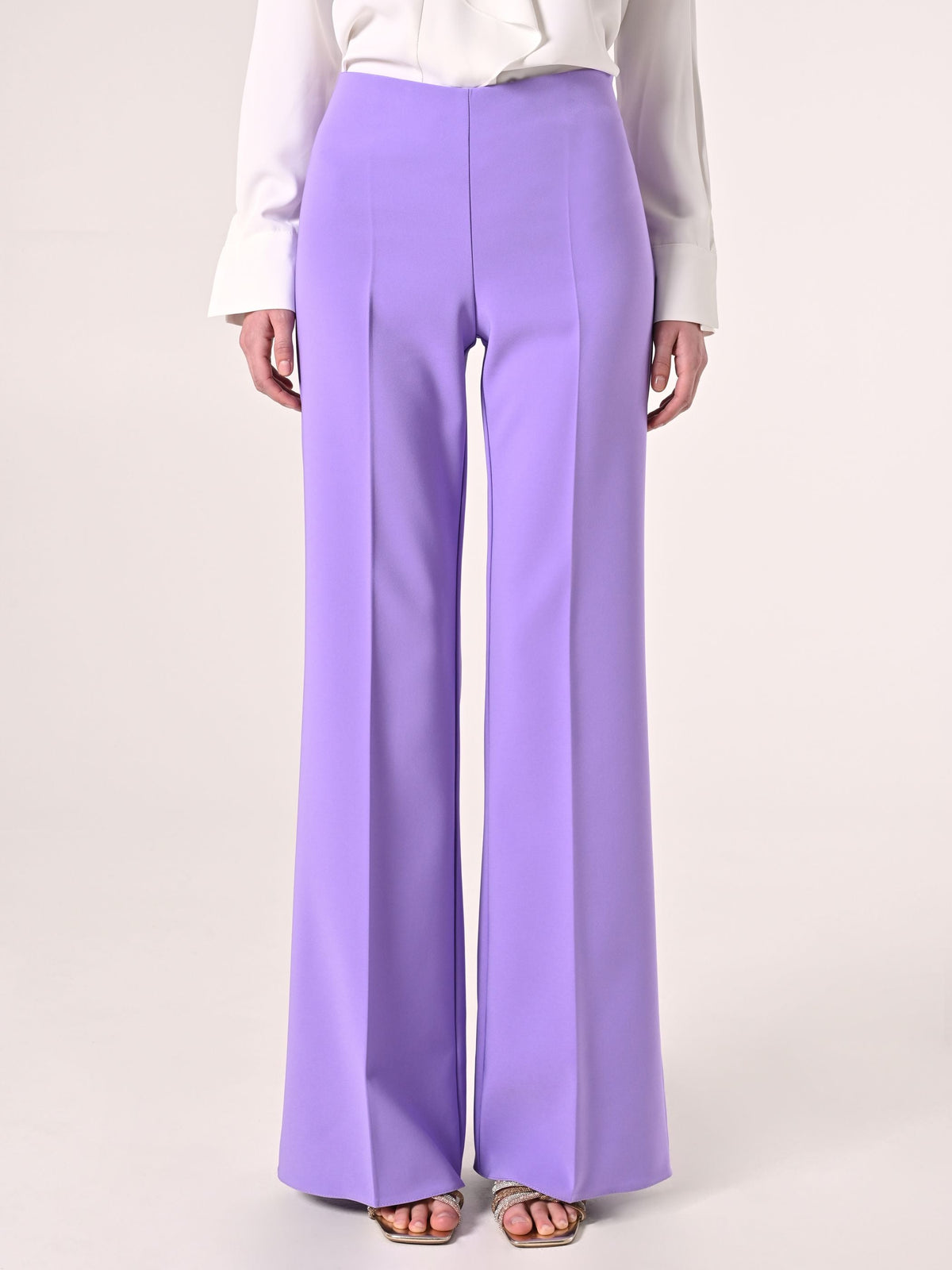 Pantaloni Palazzo Viola in Tessuto Tecnico