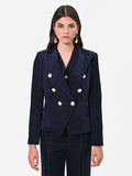 Giacca doppiopetto in velluto blu navy Giorgia Palmas X Rinascimento
